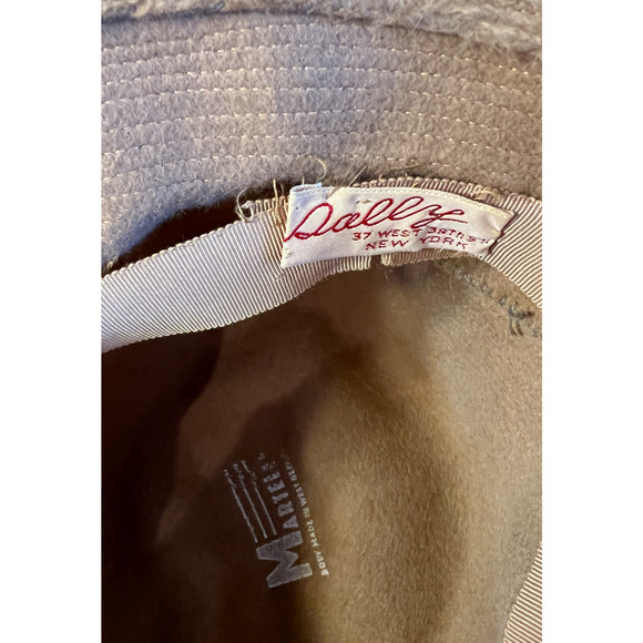 Womens Cloche Hat Bowler Hat Tan Faux Fur Mod Satin Sash Bow Germany 8" Vintage - Picture 3 of 9